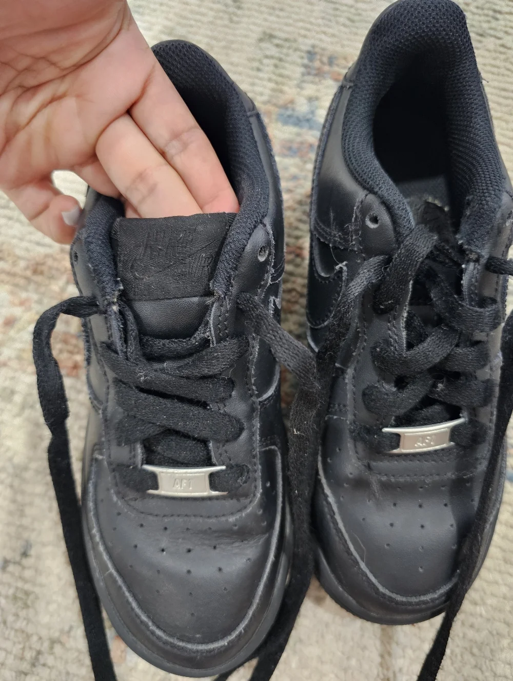 Nike Air Force 1 Black‎ Sneakers Size 2 youth